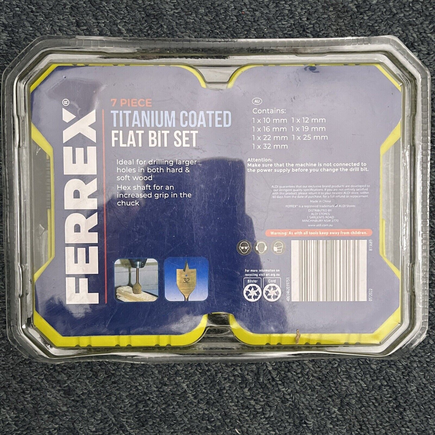 Ferrex 7 Piece Titanium Coated Flat Bit Set NEW