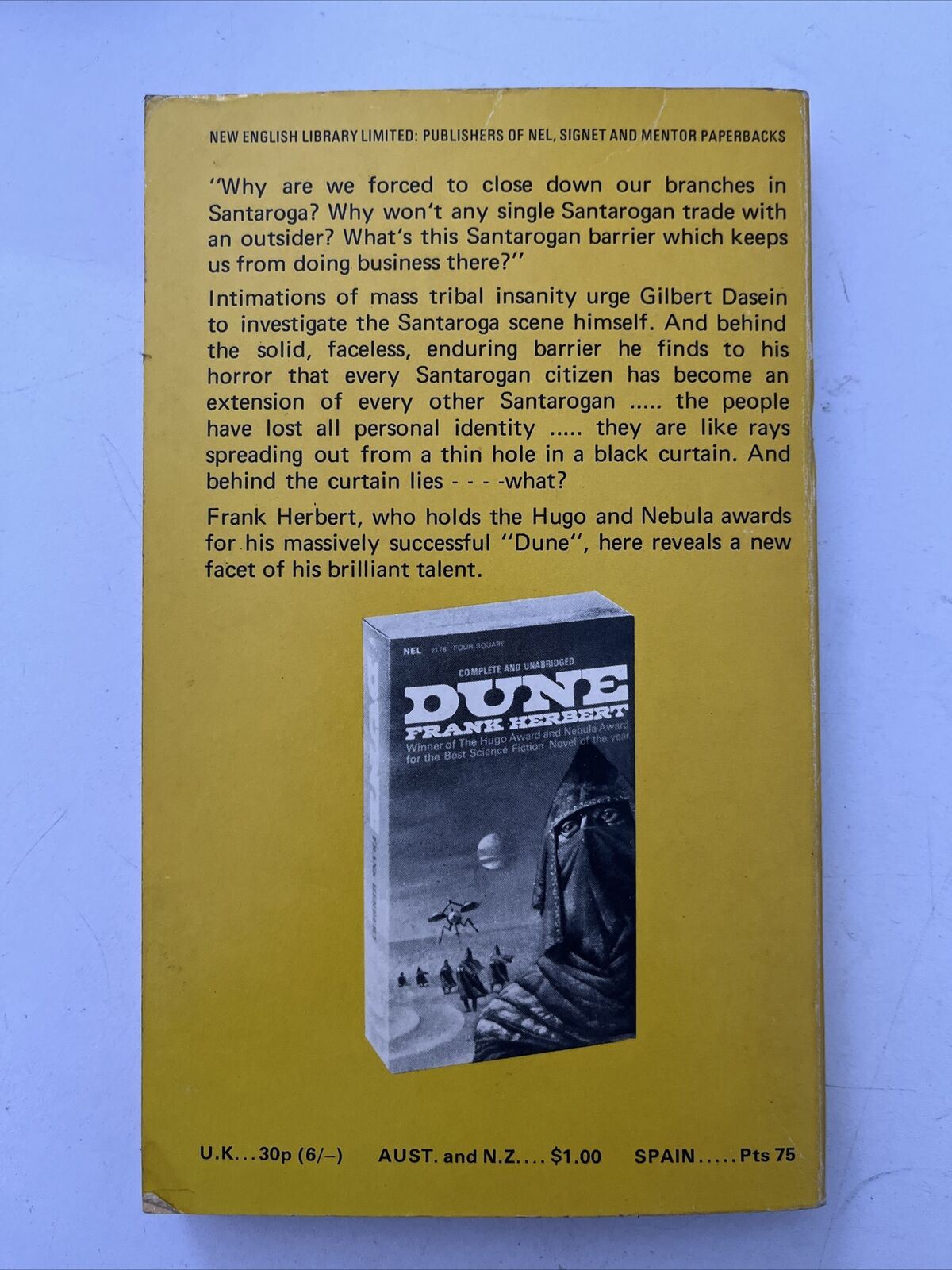 The Santaroga Barrier by Frank Herbert 1971 Novel