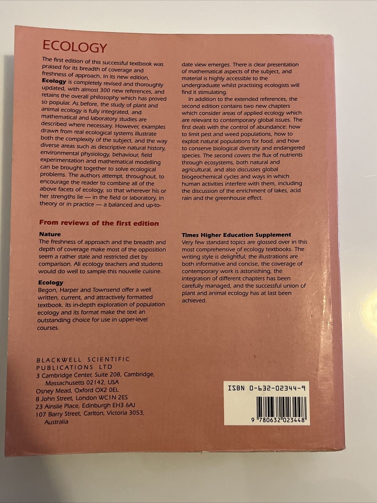 Ecology: Individuals, Populations and Communities by Colin R. Townsend, John L.