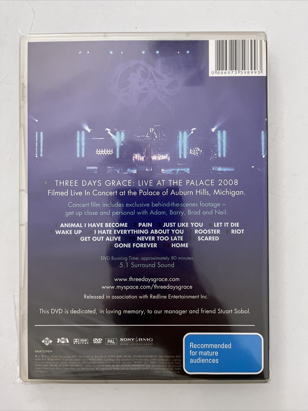 Three Days Grace – Live At The Palace 2008 (DVD, 2008) All Regions. NEW