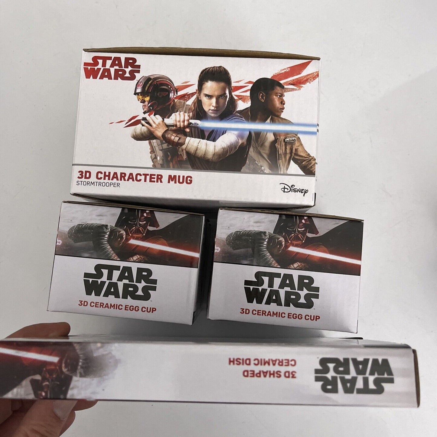 NEW Star Wars 3D Storm Trooper Mug, 2x Egg Cup & Darth Vader Ceramic Dish