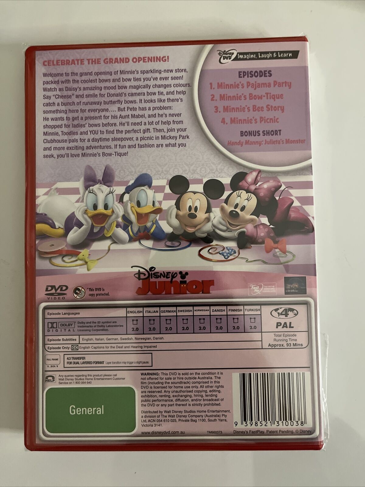 Mickey Mouse Clubhouse - Minnie's Bow-Tique (DVD, 2009) NEW Region 4