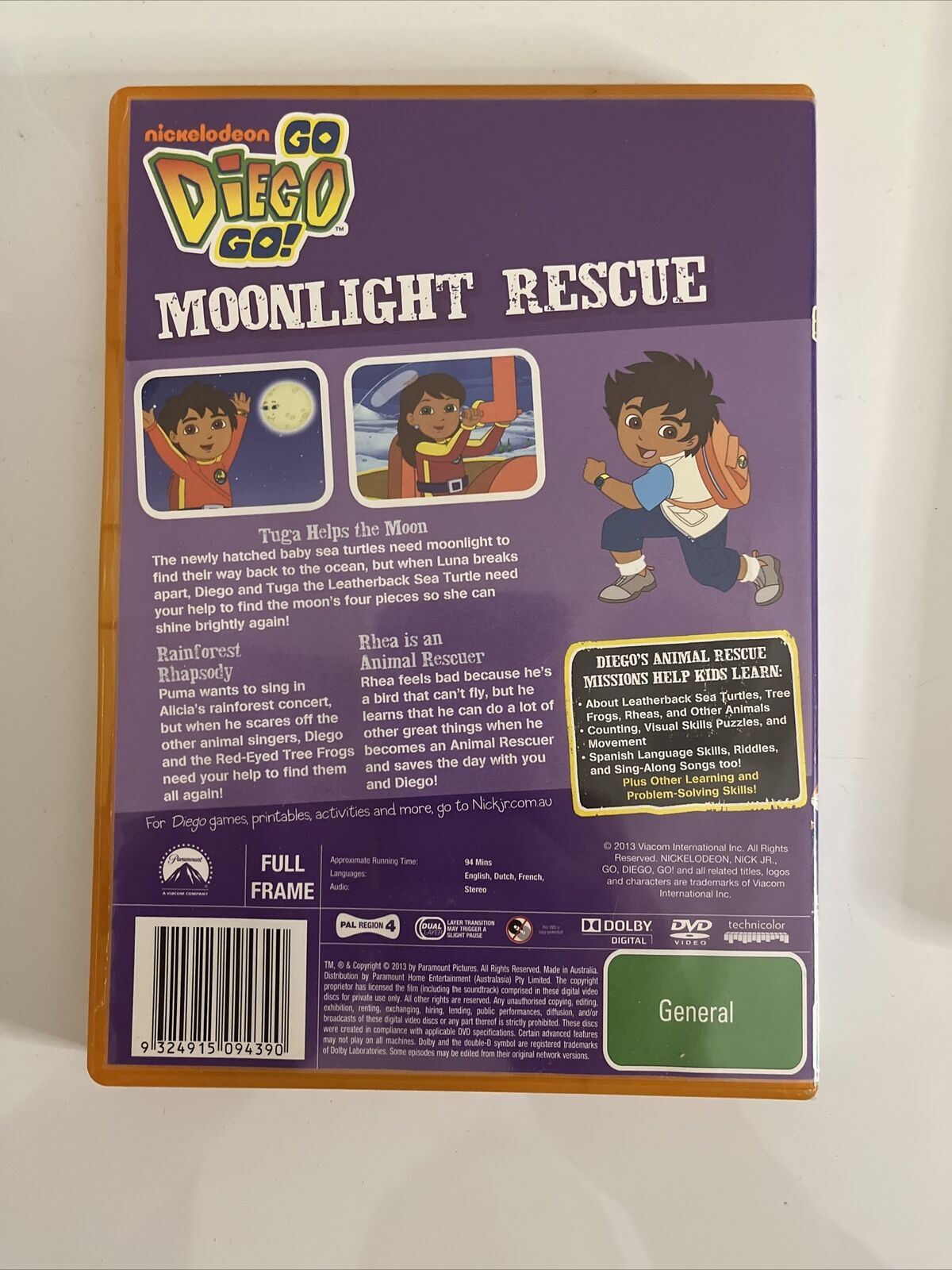 Go Diego Go! - Moonlight Rescue + Diego's Magical Missions (DVD, 2013) Region 4
