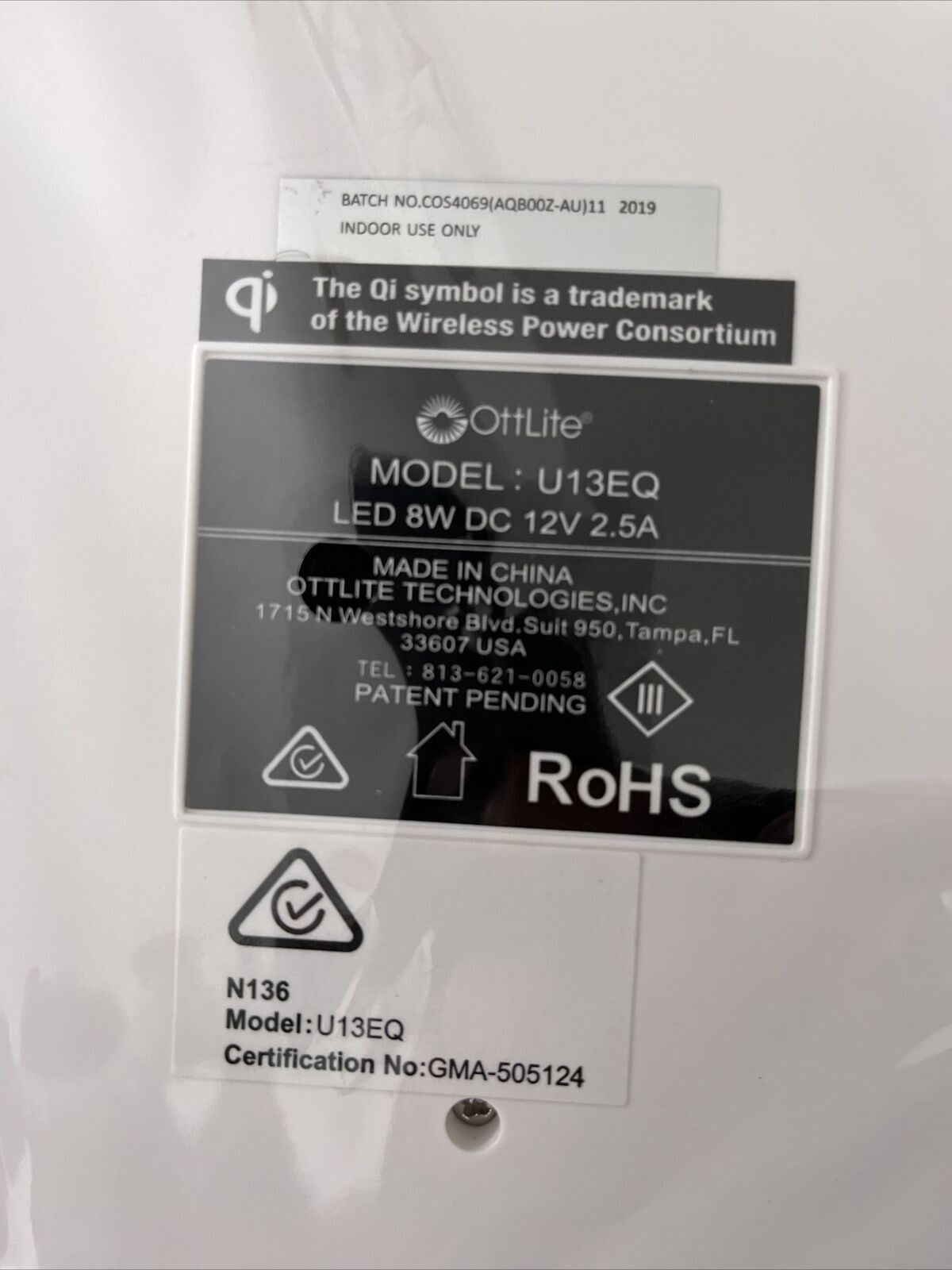 Ottlite Executive Desk Lamp with Wireless Qi Charger USB U13EQ Lamp Light Clock