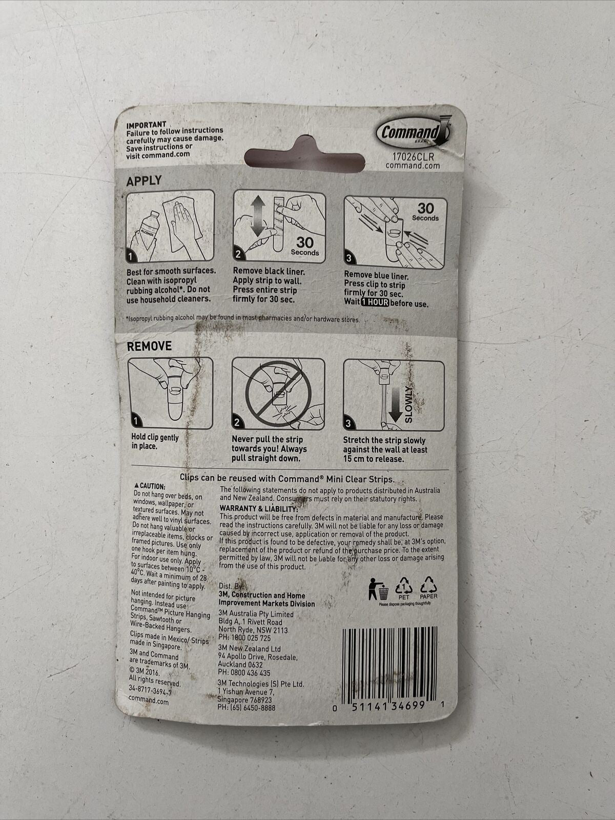 NEW 3M COMMAND Clear Decorating Clip 20 Clips 24 Strips Damage-Free Hook