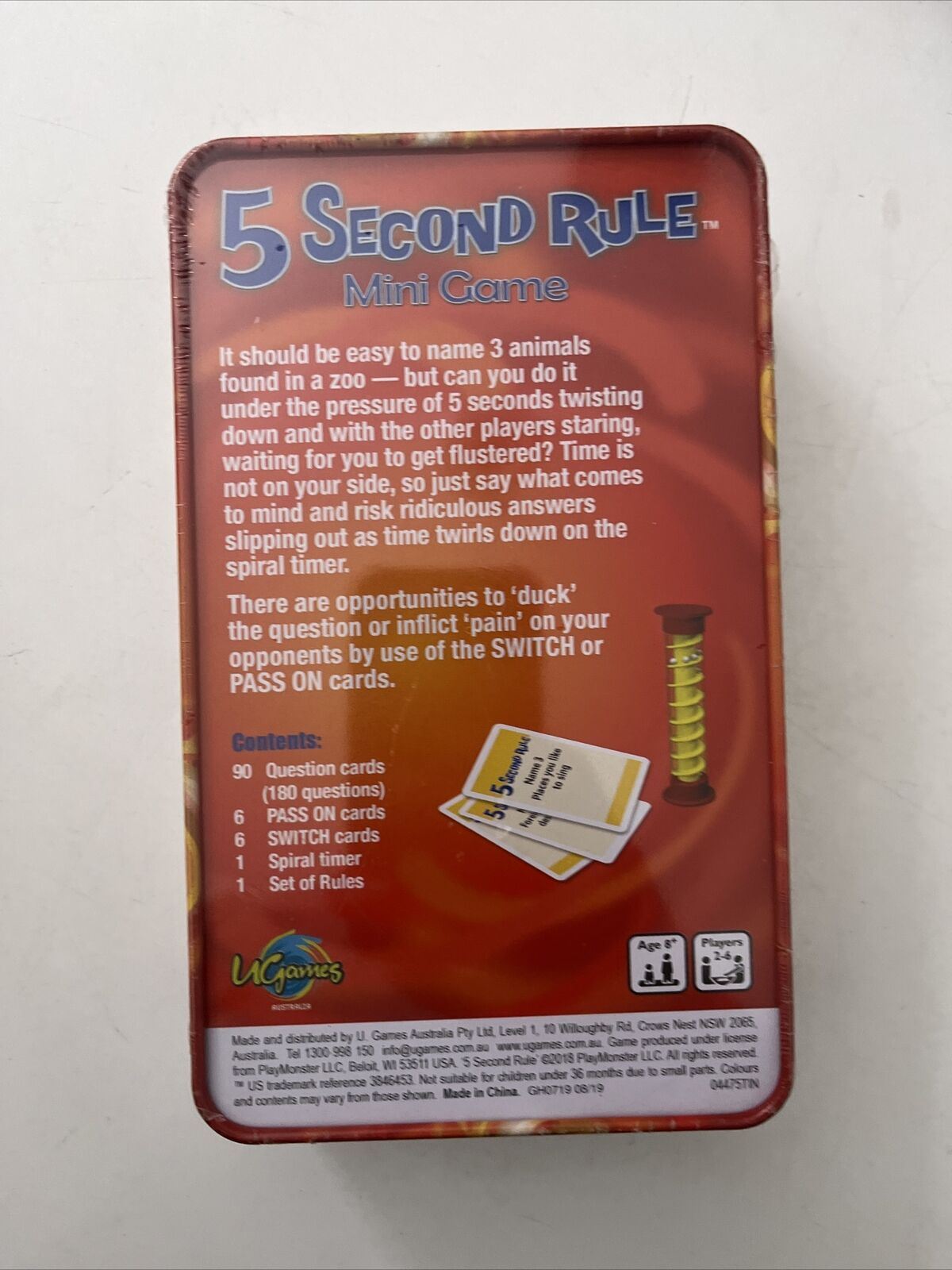 *New Sealed* 5 Second Rule Tinned Board Mini Game