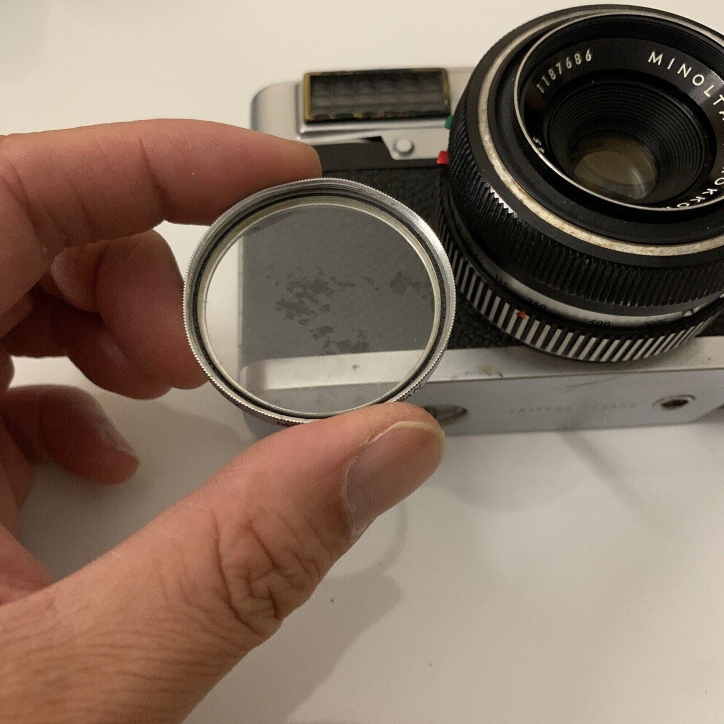 Minolta Uniomat Film Camera 35mm Rokkor Lens *Shutter Is Stiff For Parts/Repair