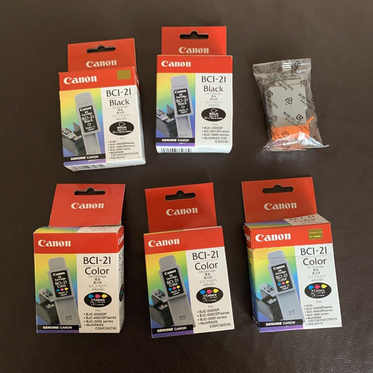 Genuine Canon BCI-21 3x Color Ink 3x Black Inkjet Cartridge