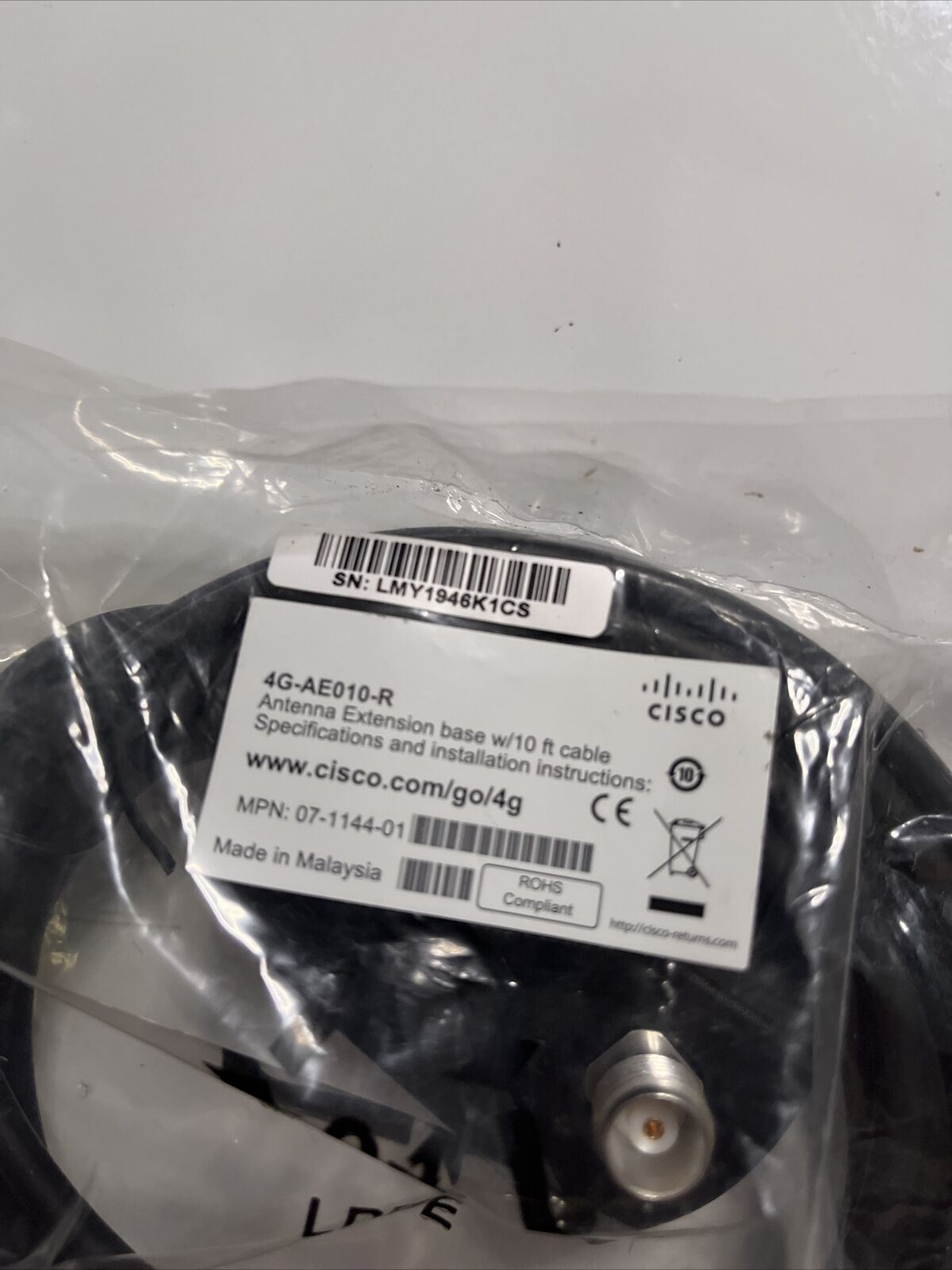 Cisco Antenna Extension Base with 10 ft Cable 4G-AE010-R 07-1144-01