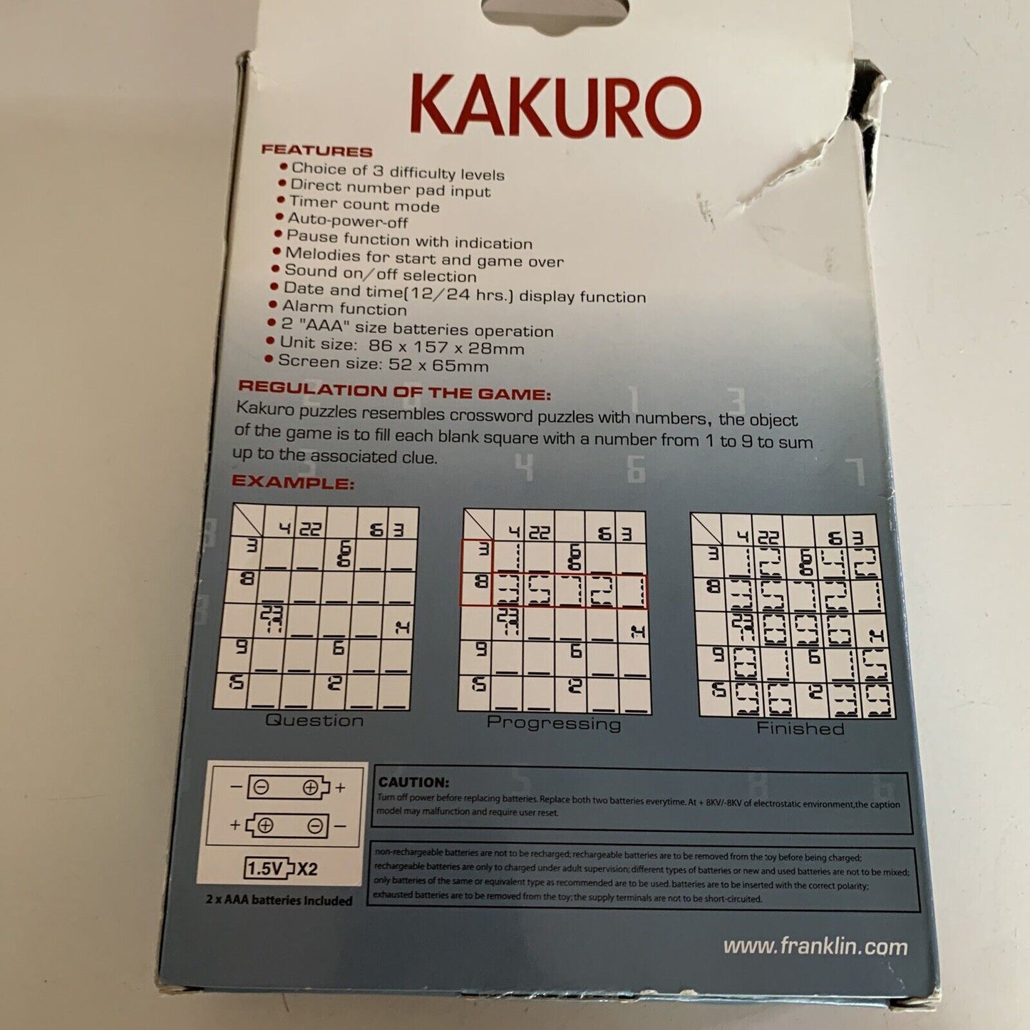 Franklin Kakuro Sudoku Style Electronic Game