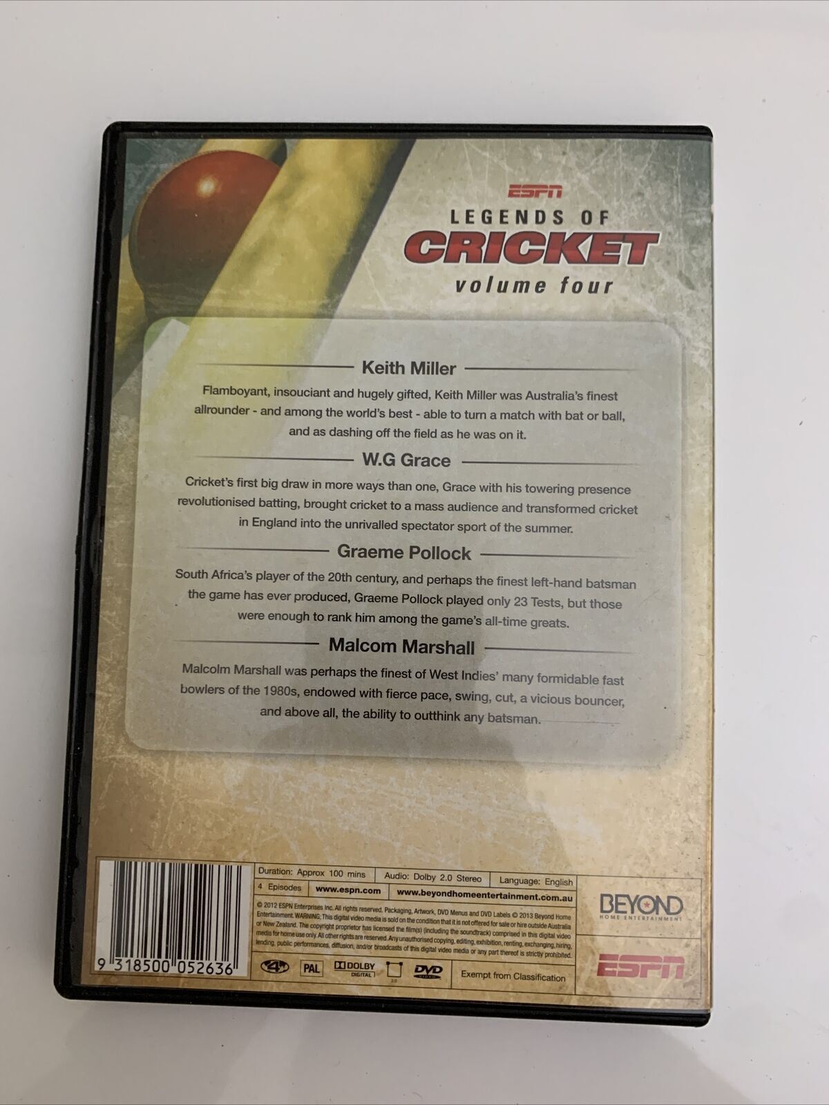 Legends Of Cricket: Volume Four DVD Region 4 Malcom Marshall, Graeme Pollock NEW