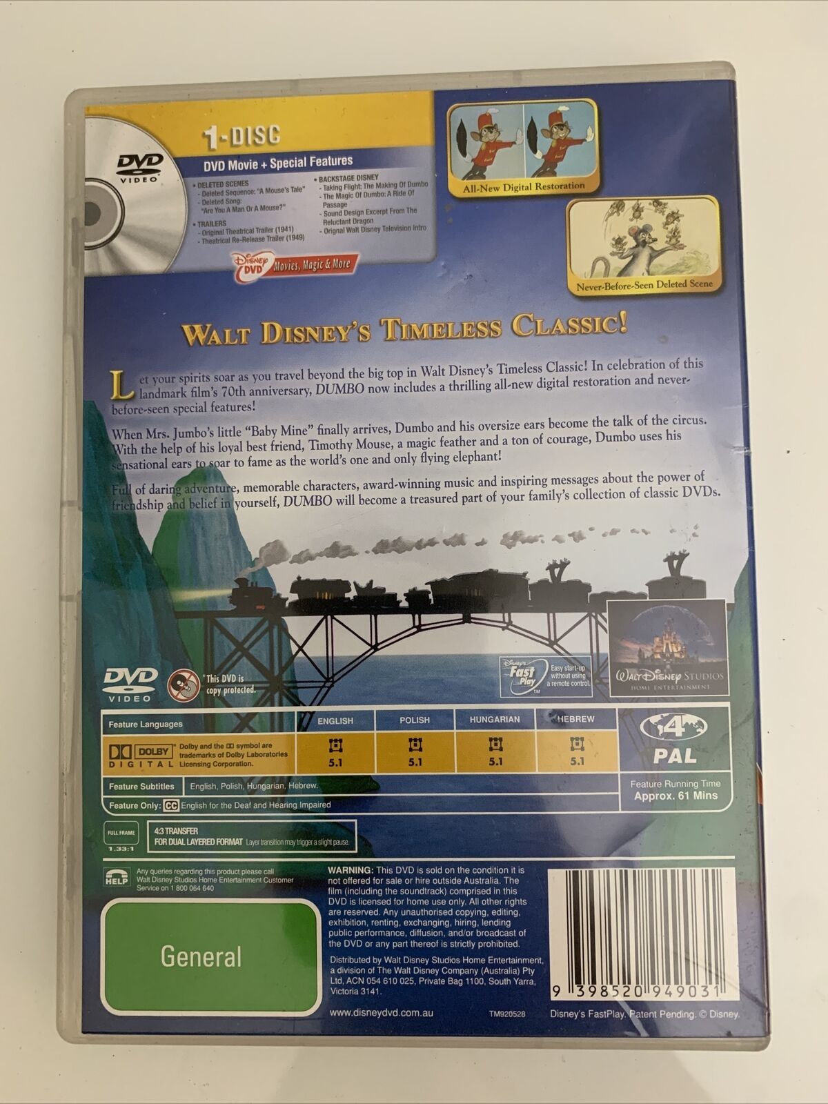 Dumbo (Special Edition, DVD, 1941) Disney Classic Region 4