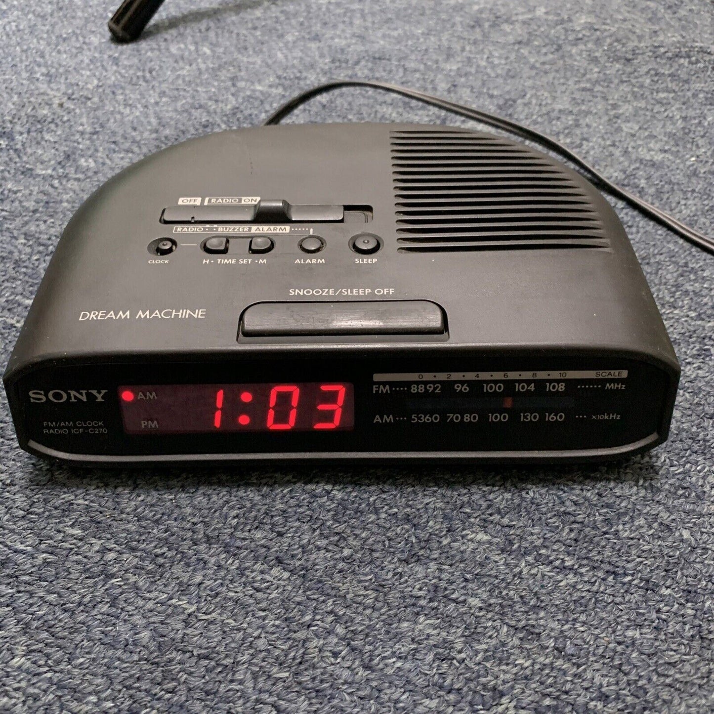 Vintage Sony ICF-C270 Alarm Clock AM/FM Radio with Snooze Function