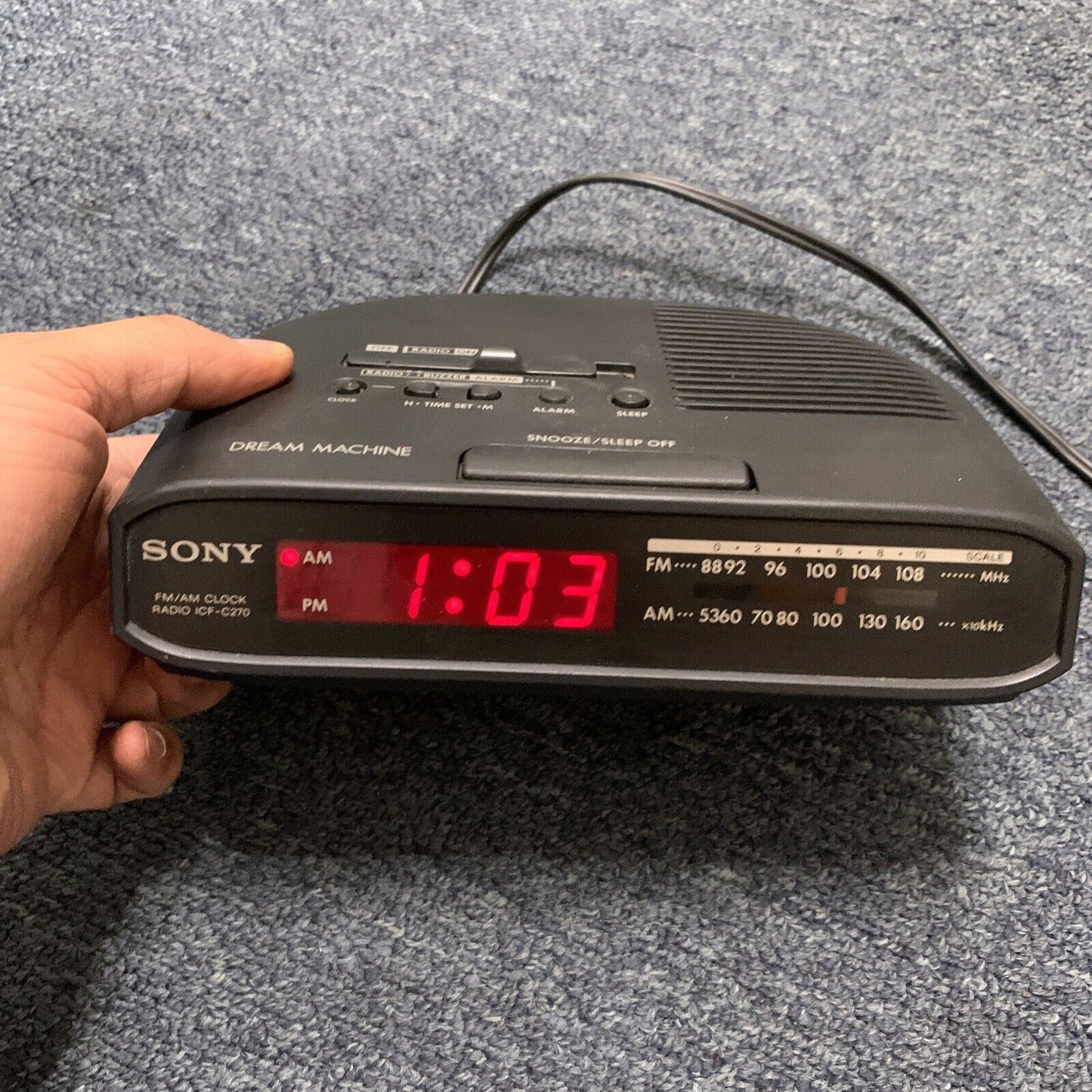 Vintage Sony ICF-C270 Alarm Clock AM/FM Radio with Snooze Function