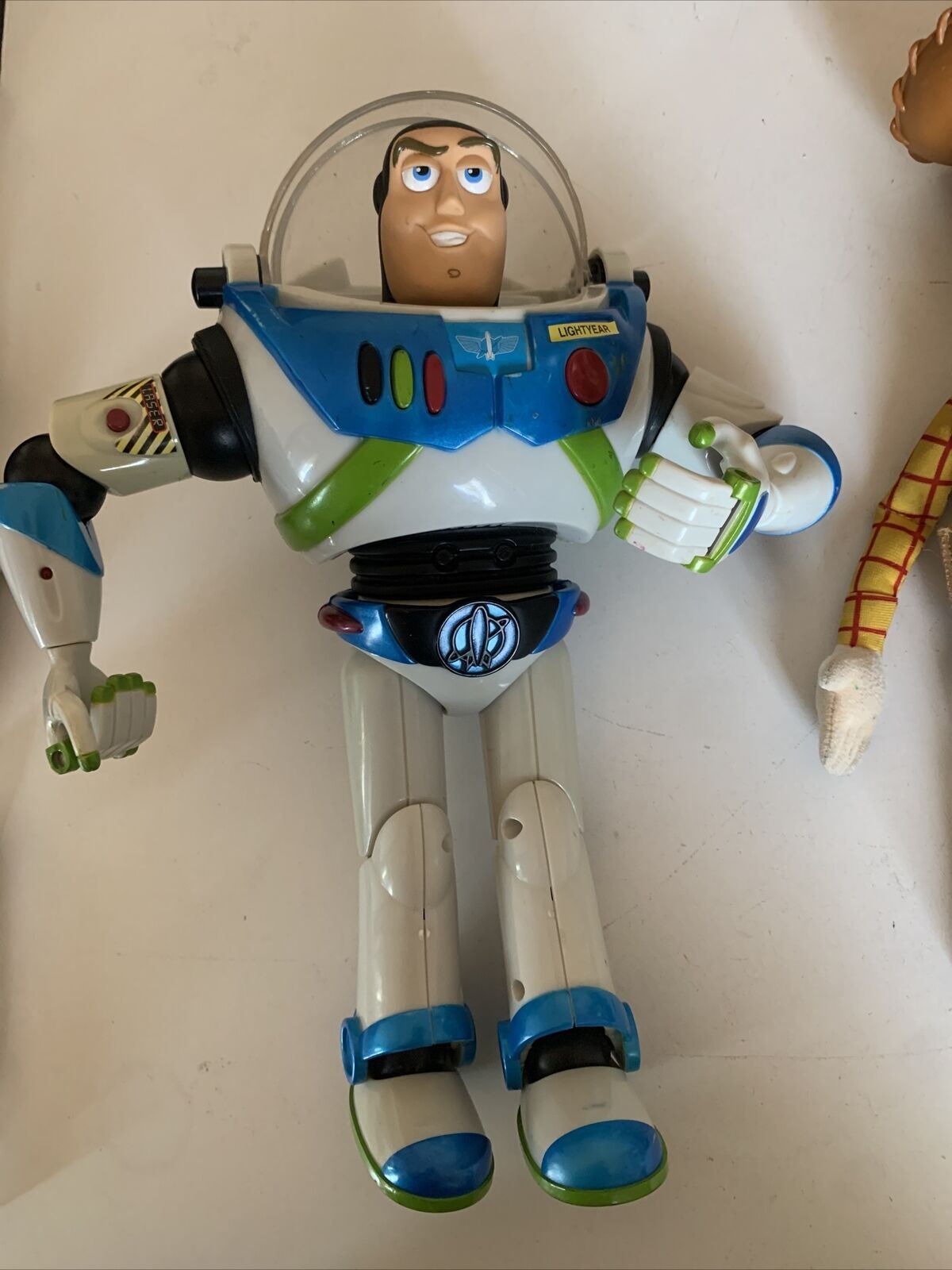 2x Buzz Lightyear Blue Belt Hasbro 2001 Action Figure & Woody 11" Disney Toy sto