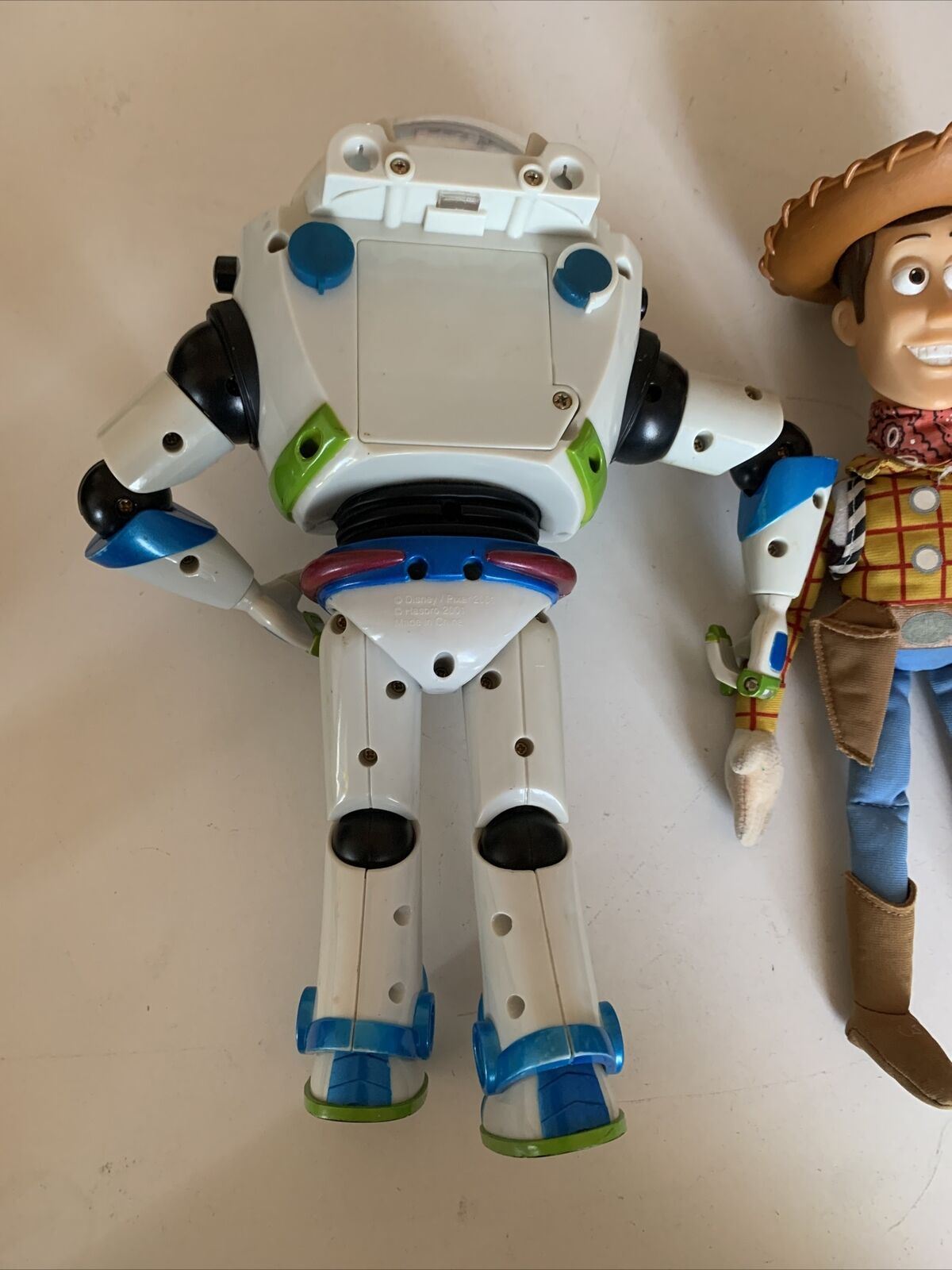 2x Buzz Lightyear Blue Belt Hasbro 2001 Action Figure & Woody 11" Disney Toy sto