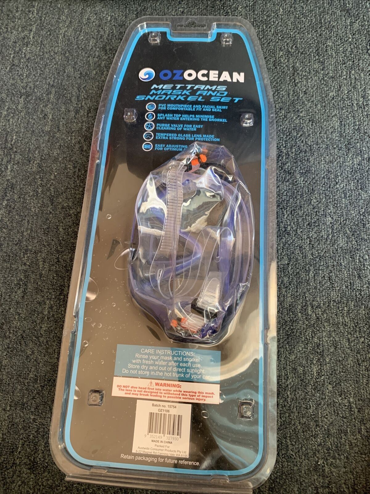 Oz Ocean Mask and Snorkel Set NEW
