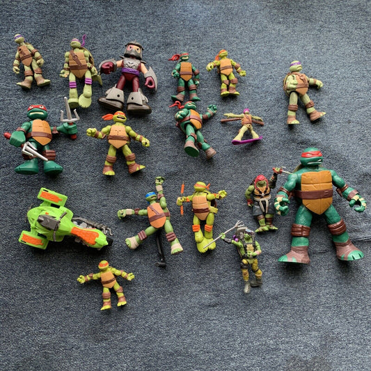 17x Teenage Mutant Ninja Turtles TMNT Action Figures Various Sizes and Vehicles