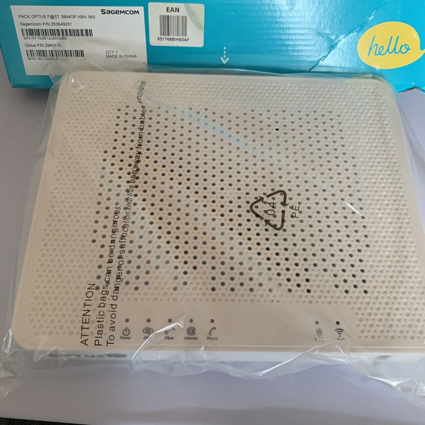 Optus NBN WiFi Modem Router Fast 3864OP