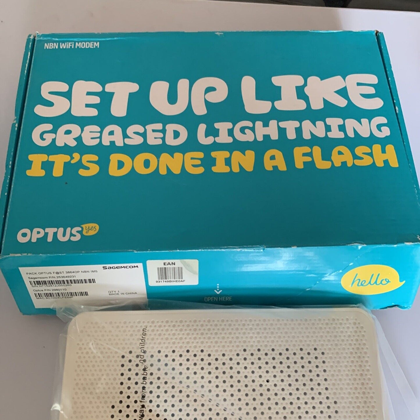 Optus NBN WiFi Modem Router Fast 3864OP