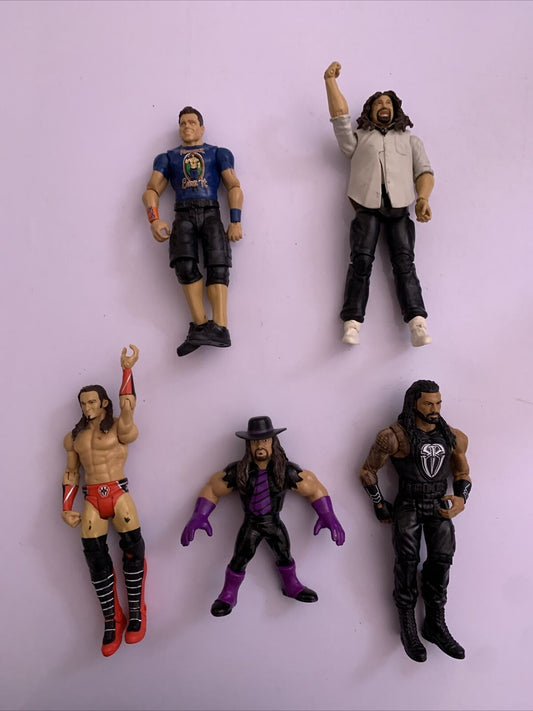 5x Lot WWE Action Figures John Cena Mick Foley Neville Roman Reigns Undertake