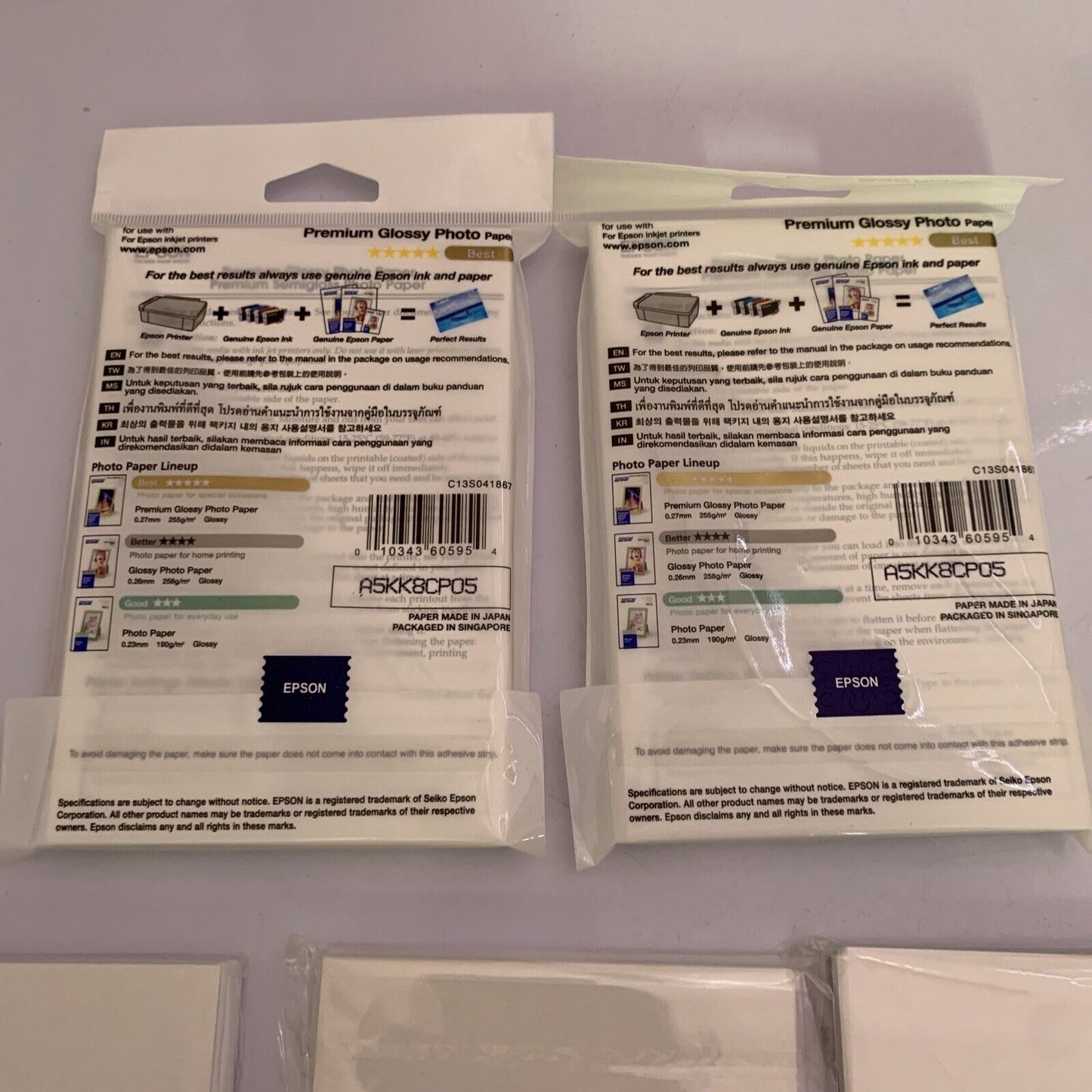 Epson Premium Glossy Photo Paper 50 Sheets X 2 10 x 15 cm 4x 40 Canon Sheets