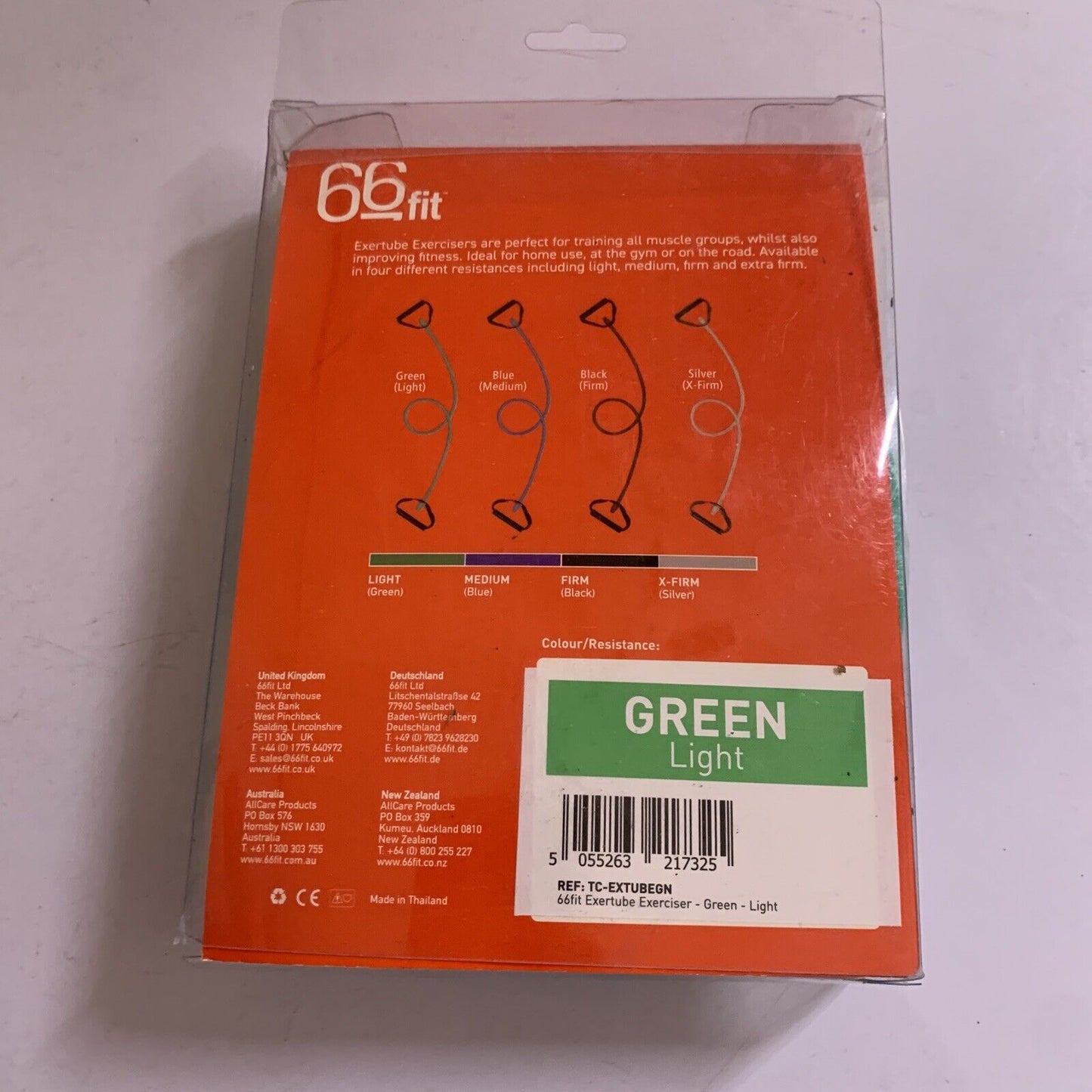 66fit Exer-Tube Exerciser 1.25m Green Light NEW