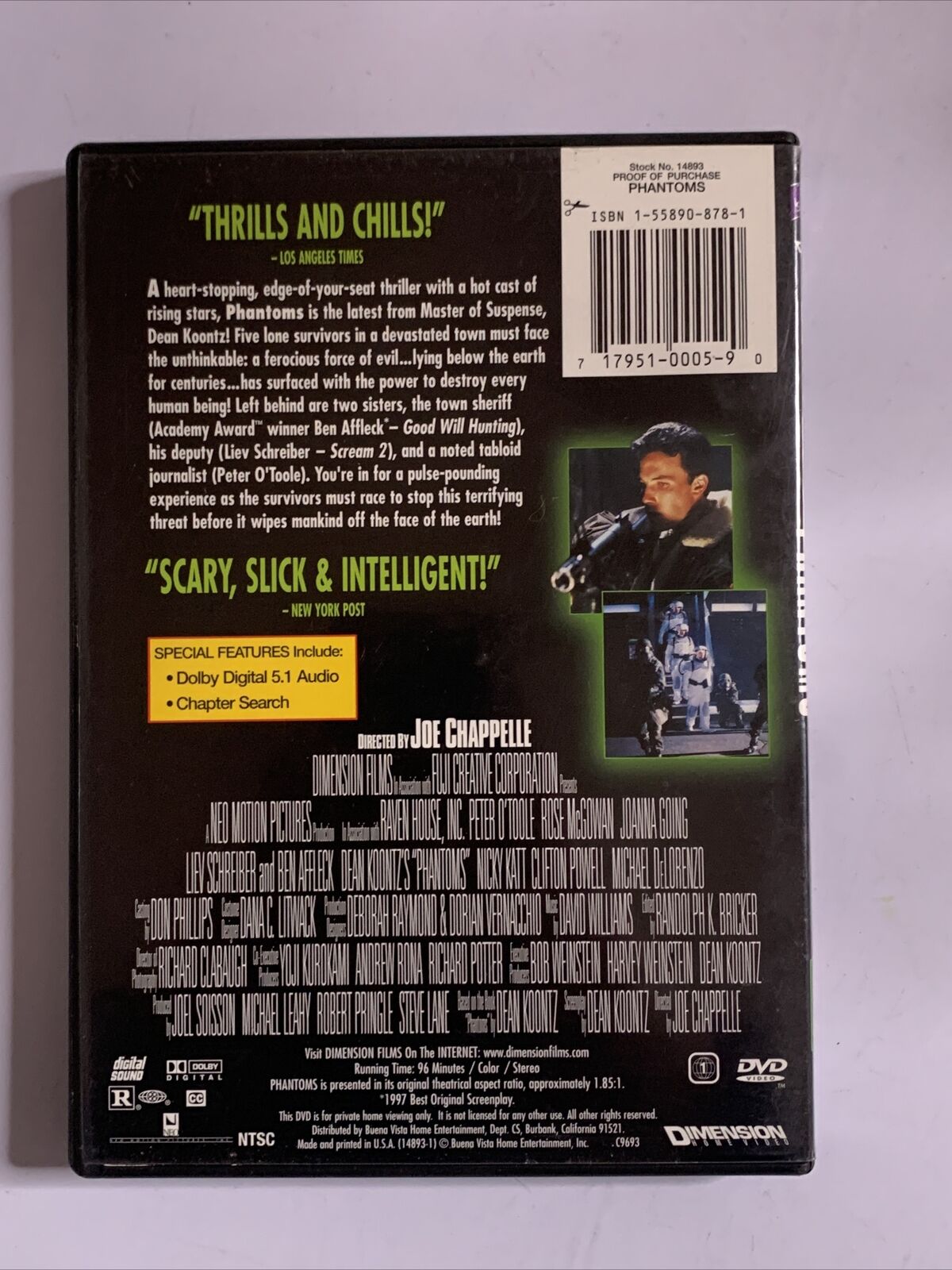 Phantoms (DVD, 1997) Peter O'Toole, Rose McGowan, Joanna Going Region 1