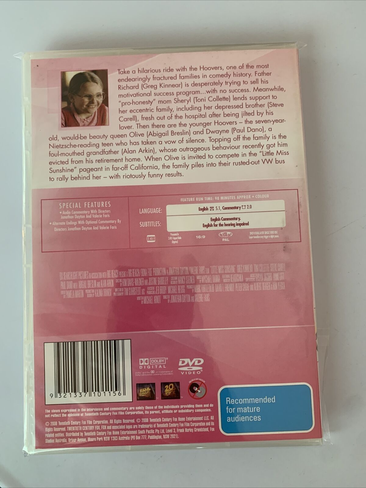 Little Miss Sunshine (DVD, 2006) Greg Kinnear, Toni Collette Region 4 NEW