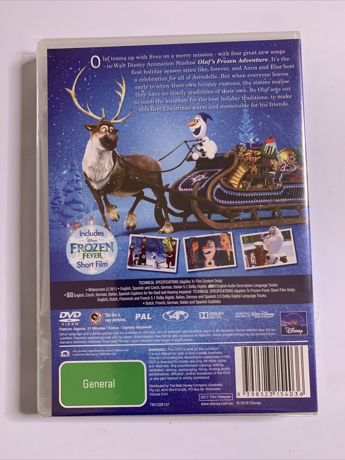 Olaf's Frozen Adventure (DVD, 2018) Disney Animation NEW Region 4