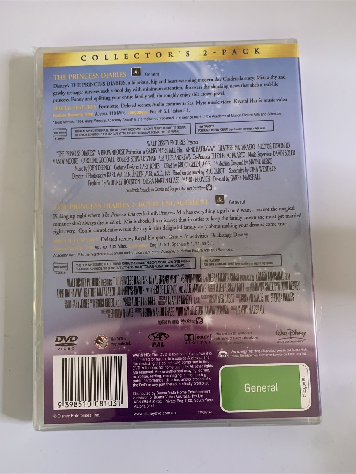 The Princess Diaries 1 & 2 (DVD, 2006) Julie Andrews, Anne Hathaway Region 4 NEW