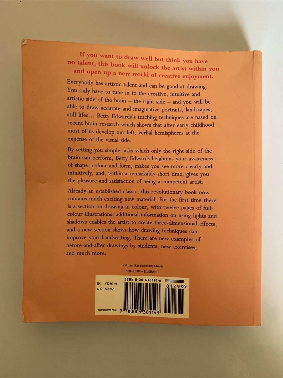 Drawing on the Right Side of the Brain by Betty Edwards 1993 Paperback