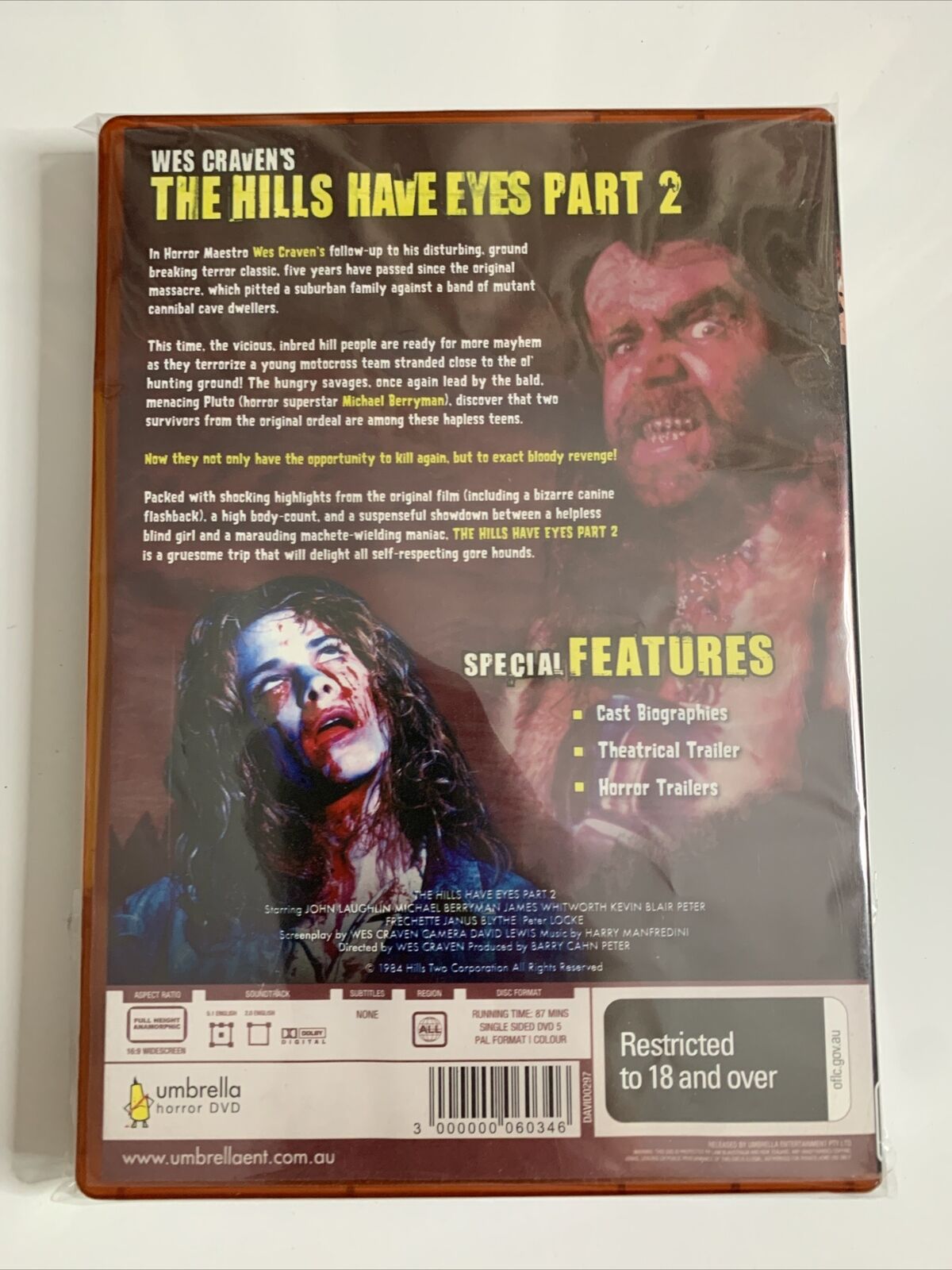 The Hills Have Eyes Part 2 (DVD, 1984) Wes Craven Horror Film All Regions NEW