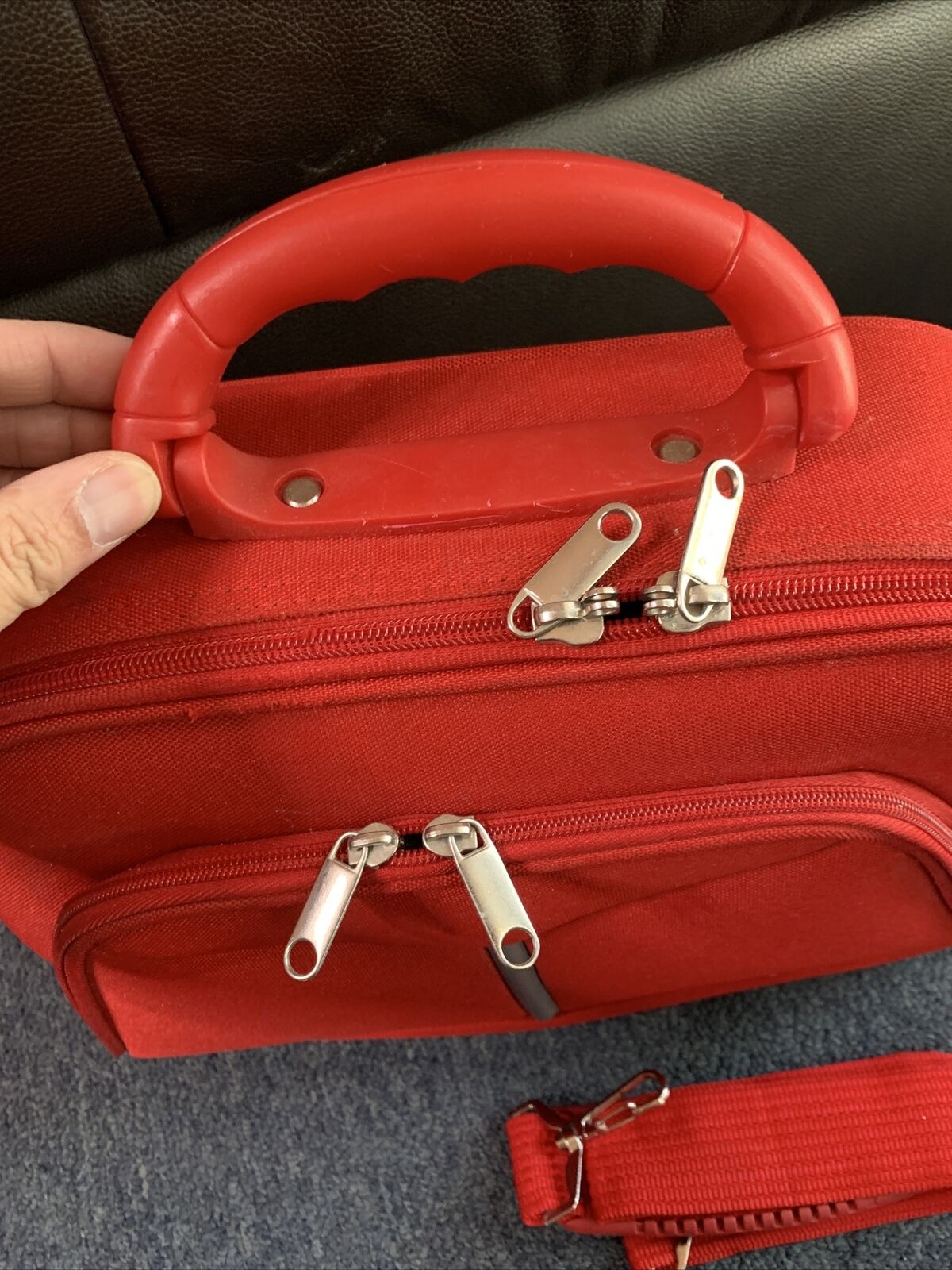 Rectangular Carry Shoulder 2 Way Bag Red with Strap Hardly Been Used 35x26x10cm