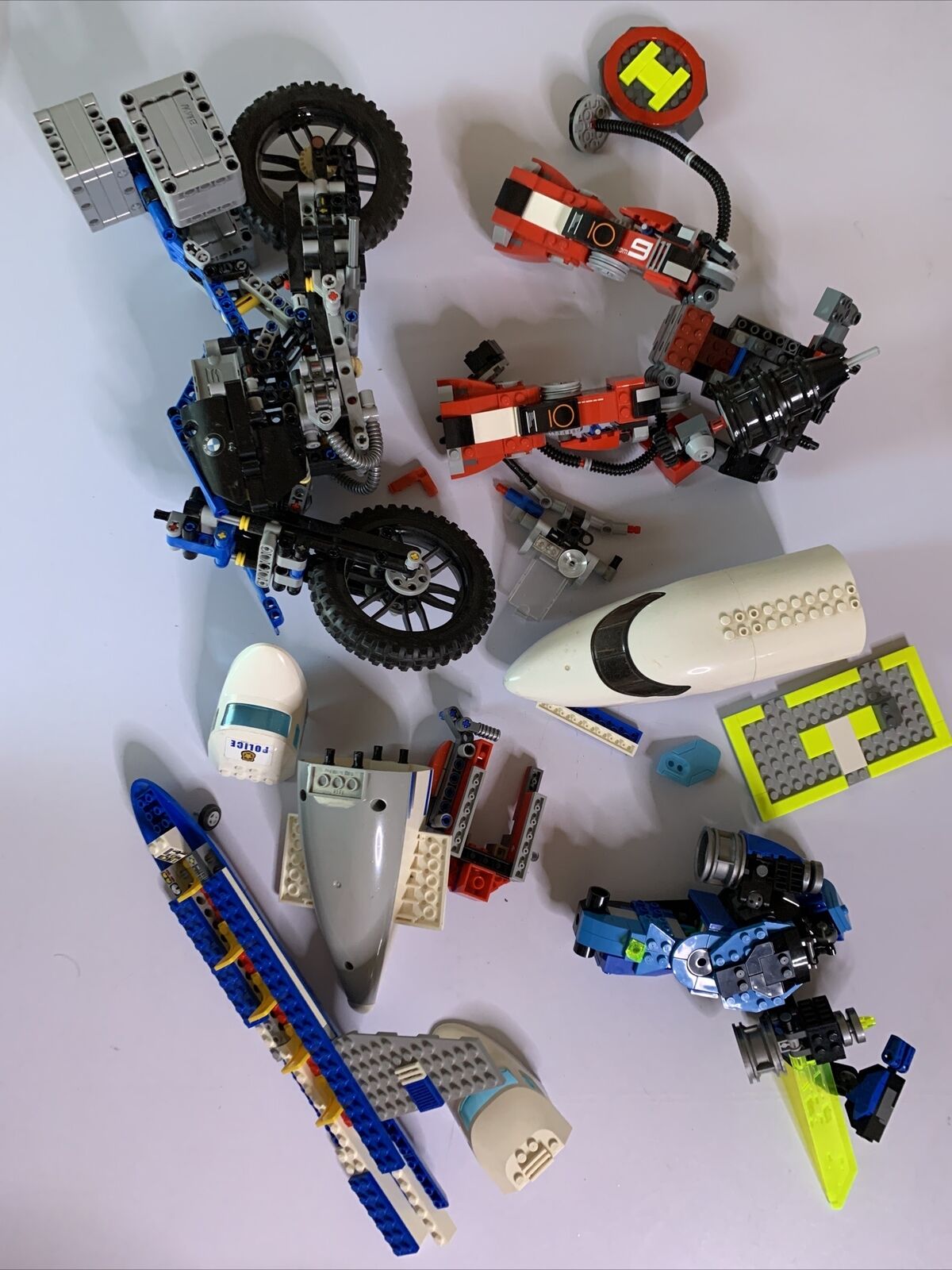 Genuine Lego Technic Motorcycle Robots Planes Police Vehicles Bulk Lot 1.3kg