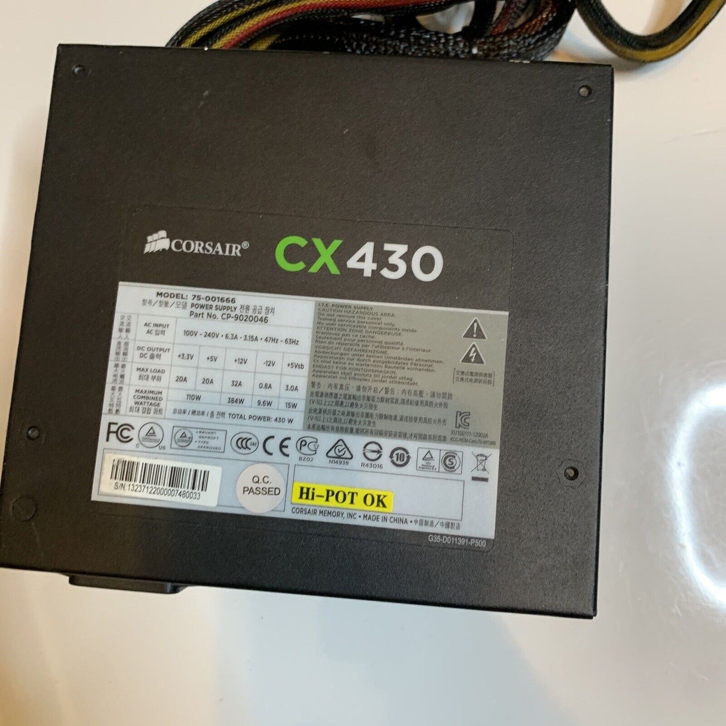Corsair CX430 430W 20+4 Pin ATX Power Supply Low Noise Energy Efficient PSU