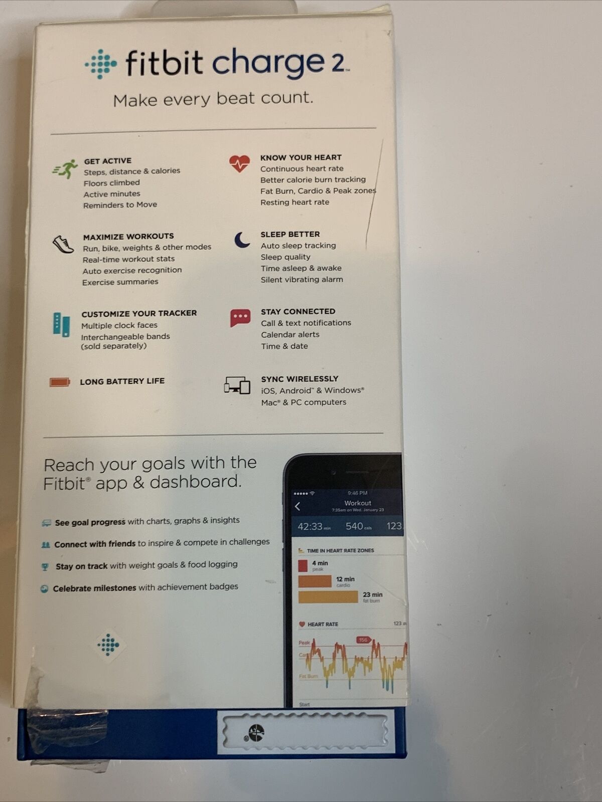 Fitbit Charge 2 Health and Fitness Tracker Watch Size Small Band