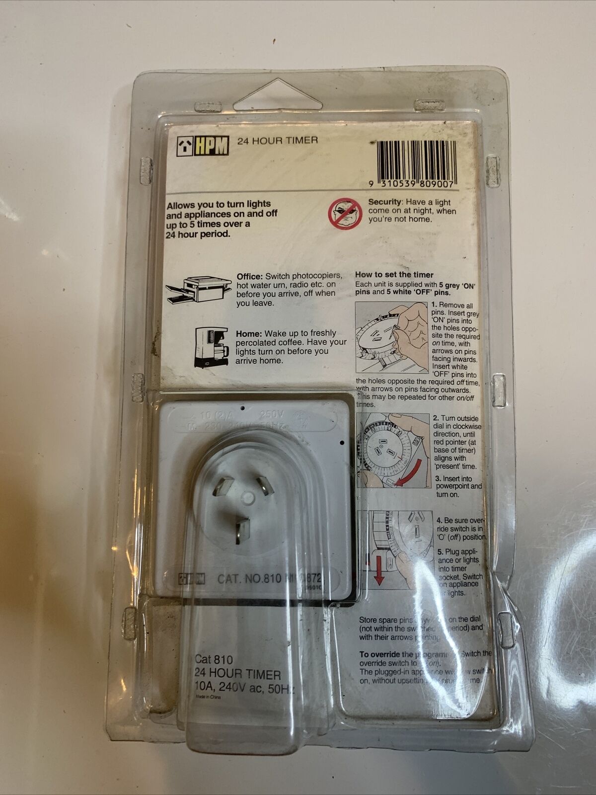 HPM 24 Hour Manual Timer Cat 810 Everyday Duties Power Outlet NEW