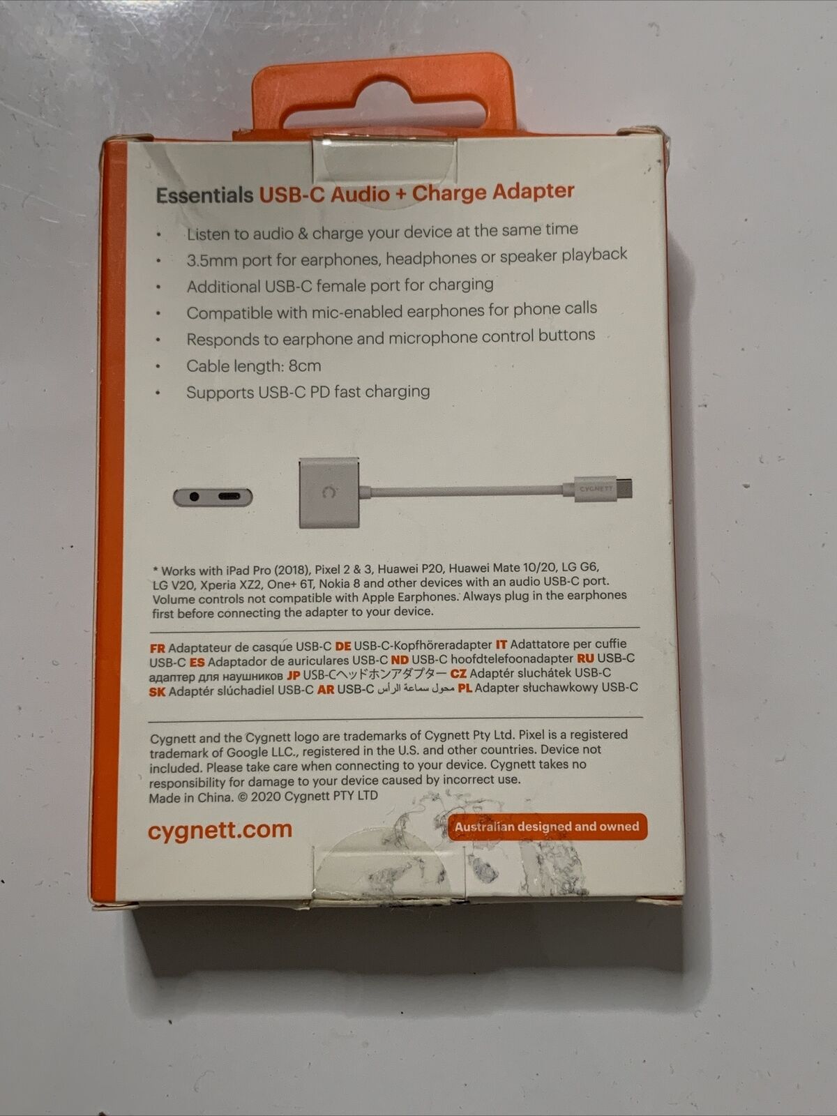 Cygnett Essentials USB-C Audio 3.5mm Port and Charger Adapter Adapter NEW