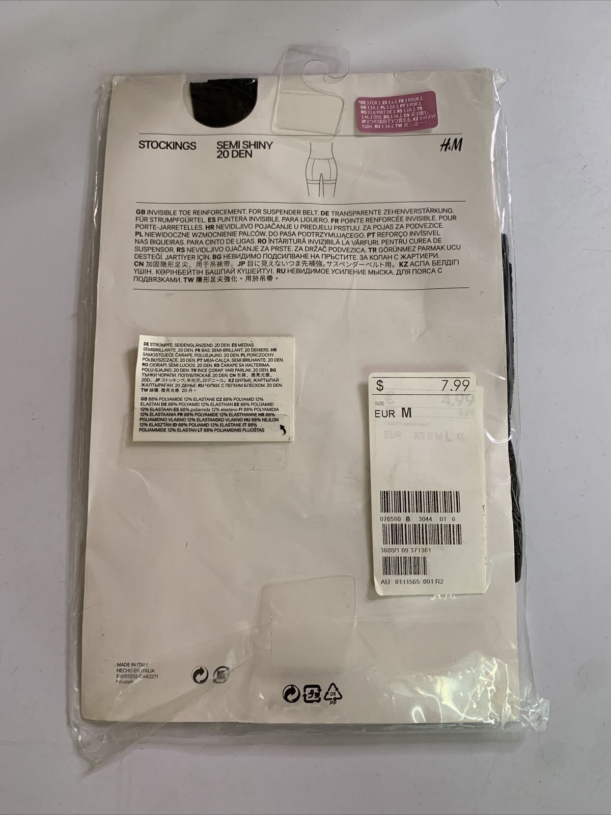 H&M Sheer Stockings Semi Shiny 20 denier Medium NEW