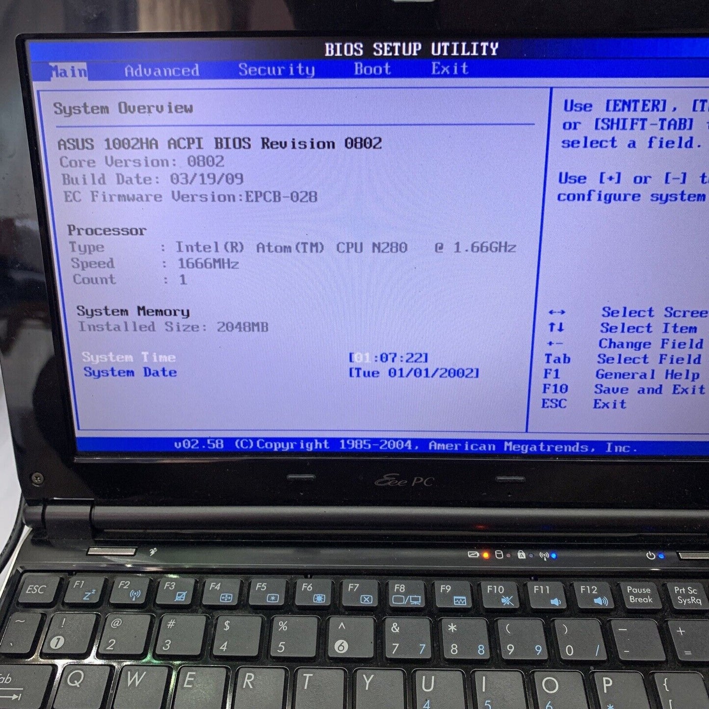 ASUS EeePC Laptop Intel Atom N280 1.66 Ghz 2GB Windows XP 160GB