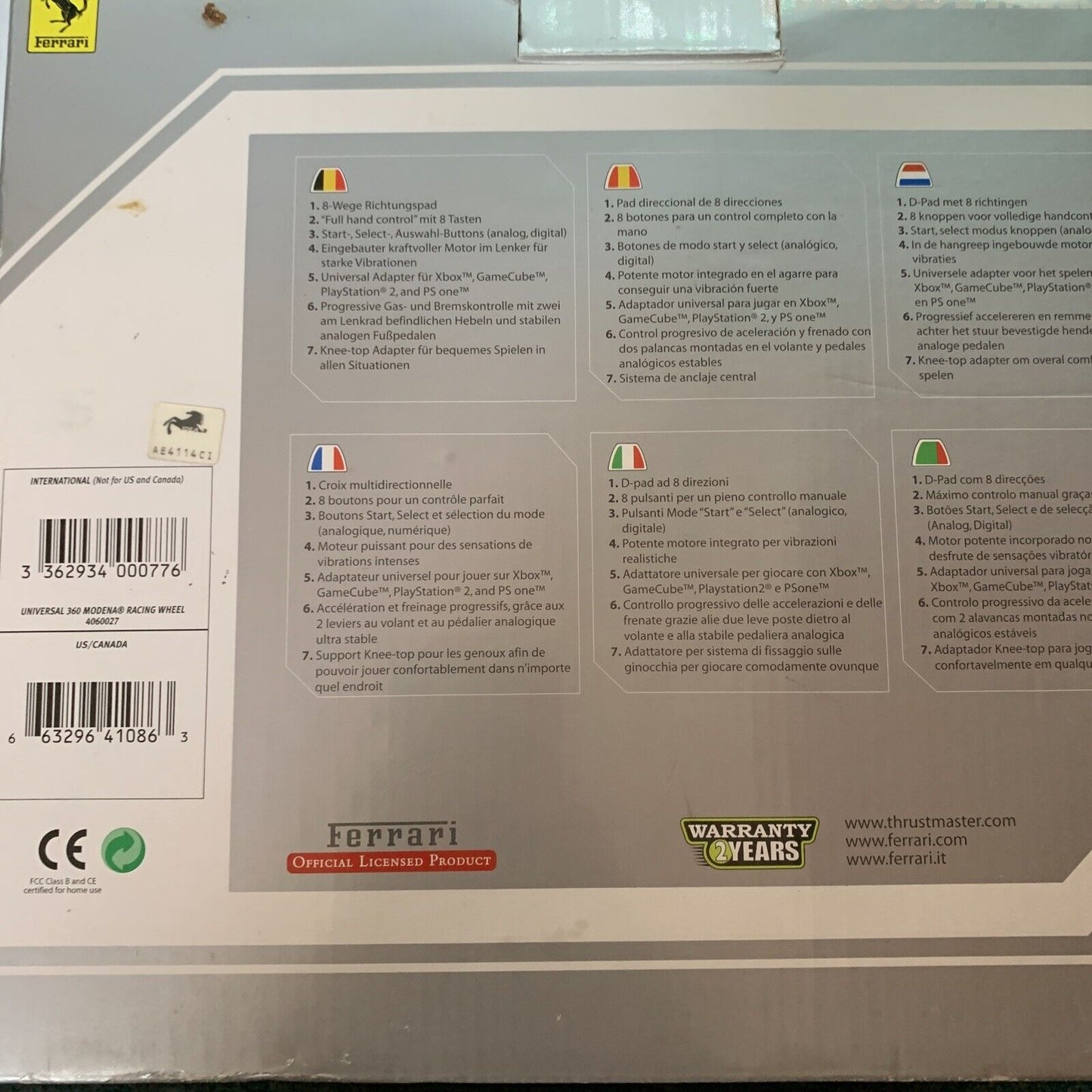 Ferrari Modena Thrustmaster Universal Racing Wheel for PS1 PS2 GameCube Xbox