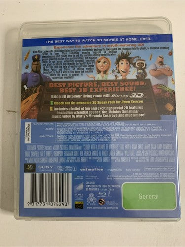 Cloudy with a Chance of Meatballs 3D (Blu-ray, 2009) All Regions