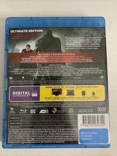 Batman V Superman: Dawn of Justice (Blu-ray, 2016, 2-Disc) Region B