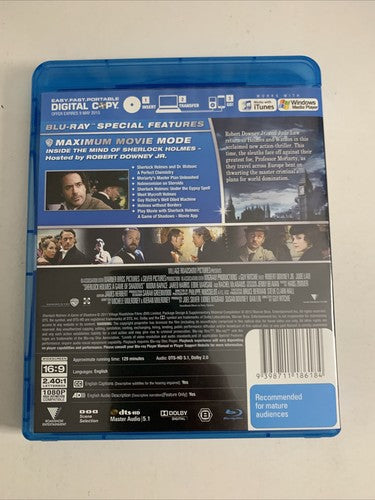 Sherlock Holmes: A Game of Shadows (Blu-ray, 2012, 2-Disc) Region B