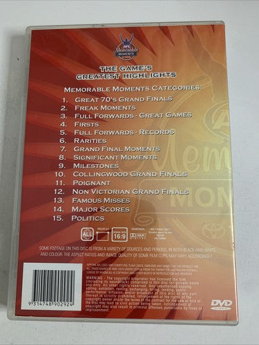 AFL Memorable Moments : 45 Memorable Moments (DVD) All Regions