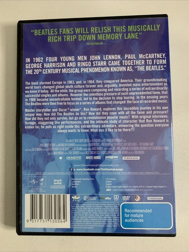 The Beatles Eight Days a Week: The Touring Years (DVD, 2016) Region 4 NEW