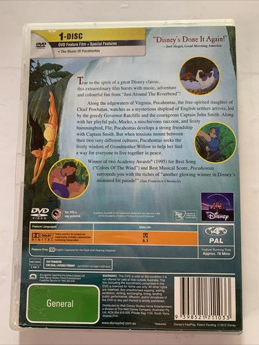 Pocahontas (DVD, 1995) Disney Animated Movie Region 4
