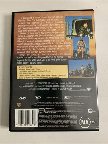 Mad Max 2: The Road Warrior (DVD, 1982) Mel Gibson Region 4