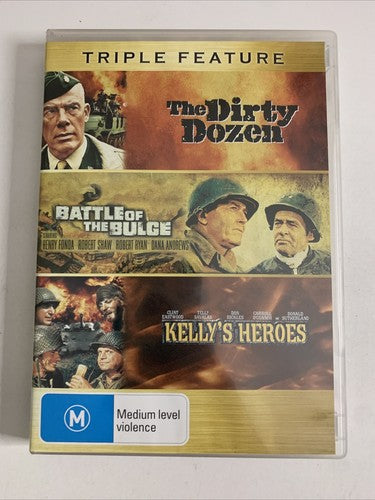 The Dirty Dozen / Kelly's Heroes / Battle of the Bulge (DVD, 1967) Region 4 NEW